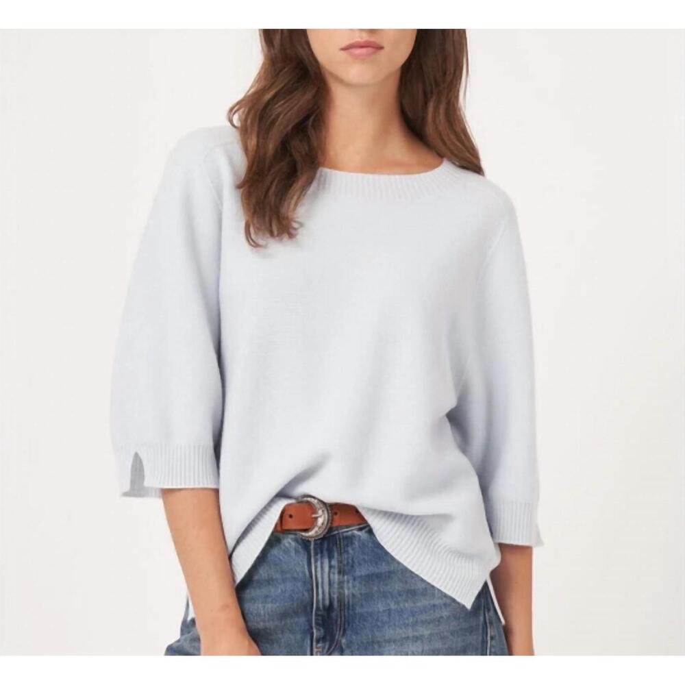 NEW REPEAT CASHMERE fine knit elbow sleeve cashmere sweater in wave